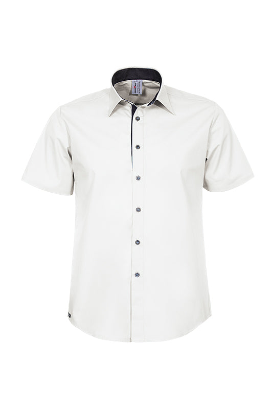 Unifarbiges performance Businesshemd Rike_Jeans Edition in tollen Unifarben, abgesetzt mit robustem Jeansstoff