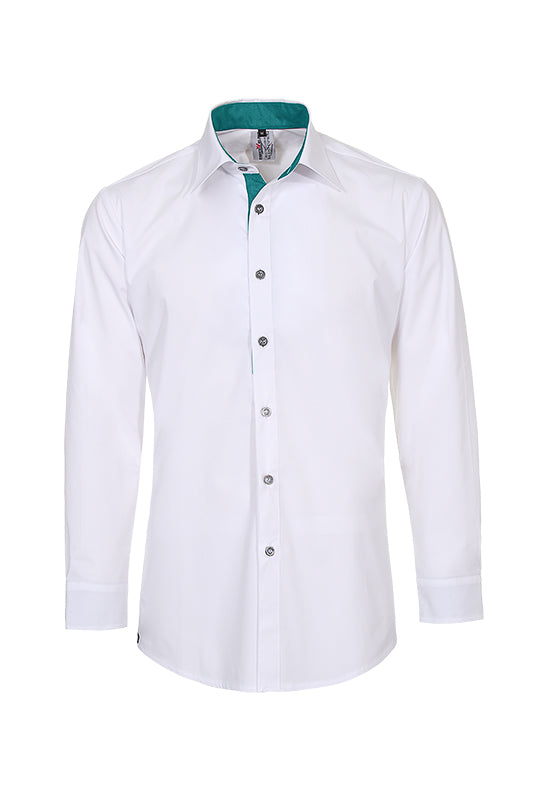 Herrenhemd Rike_White Edition in Weiß mit Grün