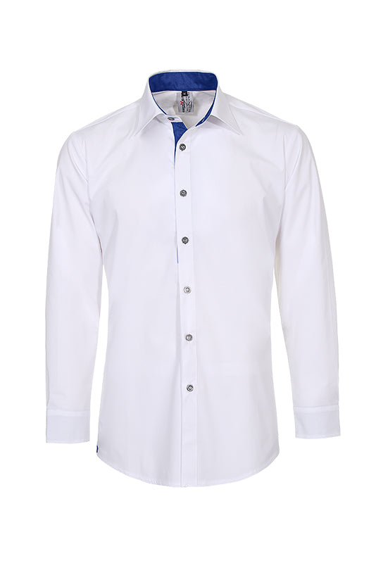 Herrenhemd Rike_White Edition in Weiß mit Blau