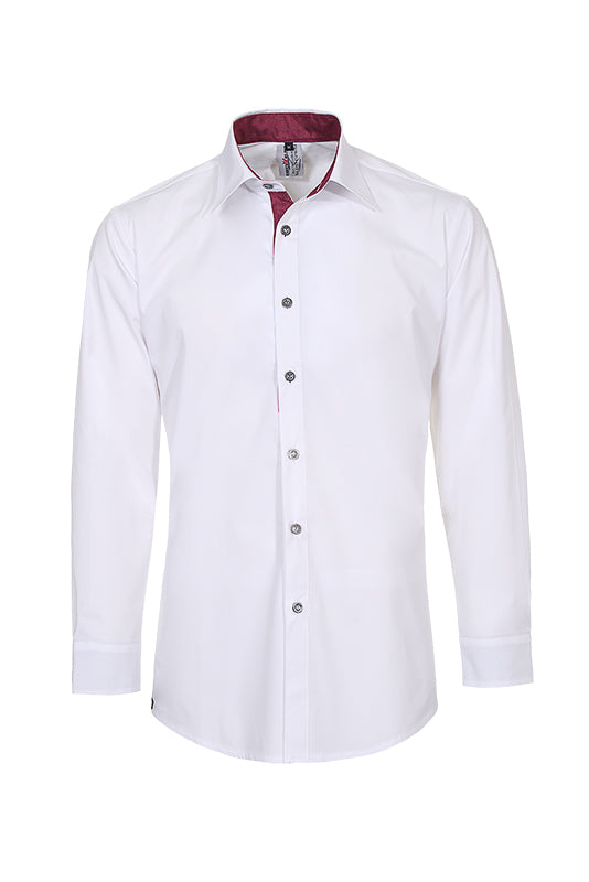 Herrenhemd Rike_White Edition in Weiß mit Weinrot