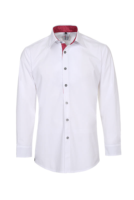 Herrenhemd Rike_White Edition in Weiß mit Kirschrot