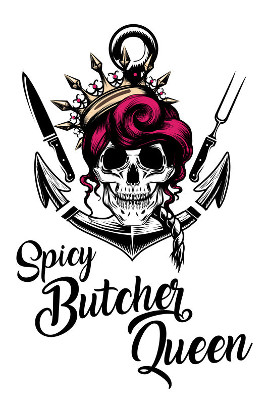 Spicy Butcher King als Stickerei auf dem Poloshirt