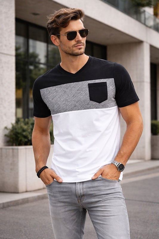 NEW! Men's T-Shirt Lex | Chest Pocket | Multicolor | V-Neck | Short Sleeve | XS - 5XL