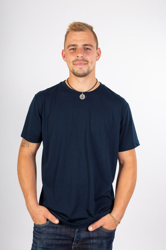 Dunkelblaues Rundhals T-Shirt Zypern für Damen, Frauen sowie Herren und Männer sowie in vielen Farben